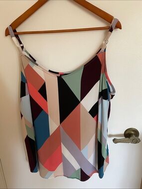 Torrid Colorblock Geometric Tank - Mint, Coral & Black